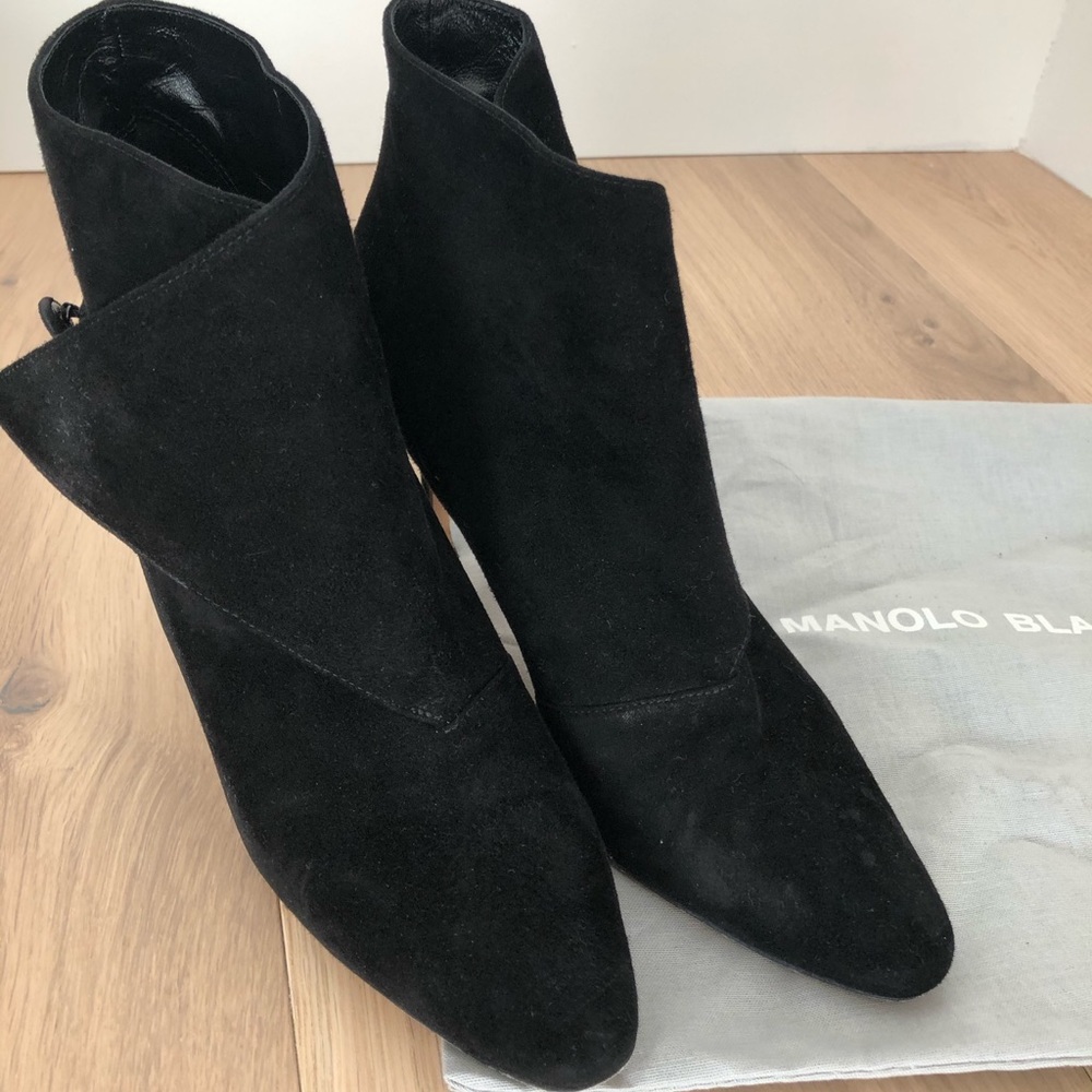 Authentic Manolo Blahnik Suede Booties - image 1